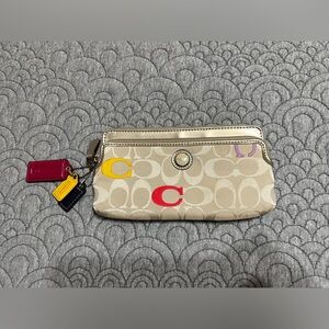 Coach Beige Wallet with Colorful Accents